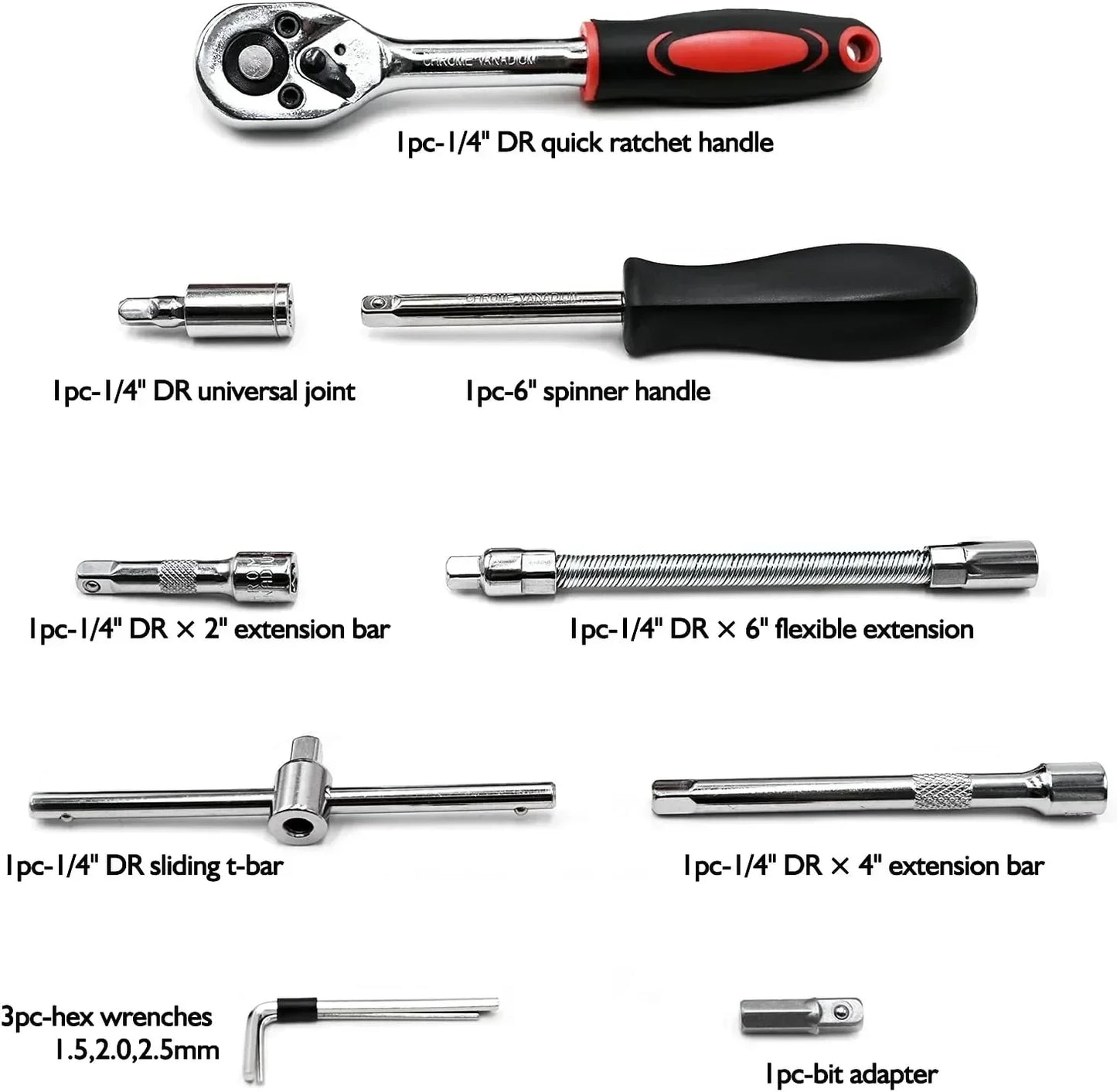 46pcs Socket Wrench Set Motorcycle Bicycle Repair Tools Repair Ratchet Screwdriver Combination Household DIY Mechanical Tool Box Peaceful Pleasures Health and Wellness