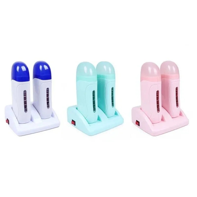 EU Plug Electric Double Wax Heater Epilator Cartridge Wax Roller Base Roll on Waxing Refillable Hair Removal Machine Depilatory Peaceful Pleasures Health and Wellness
