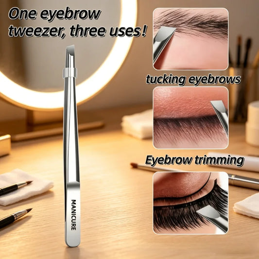 Stainless Steel Slant Tweezers – Eyebrow, Lash & Grooming Precision Tweezers Peaceful Pleasures Health and Wellness