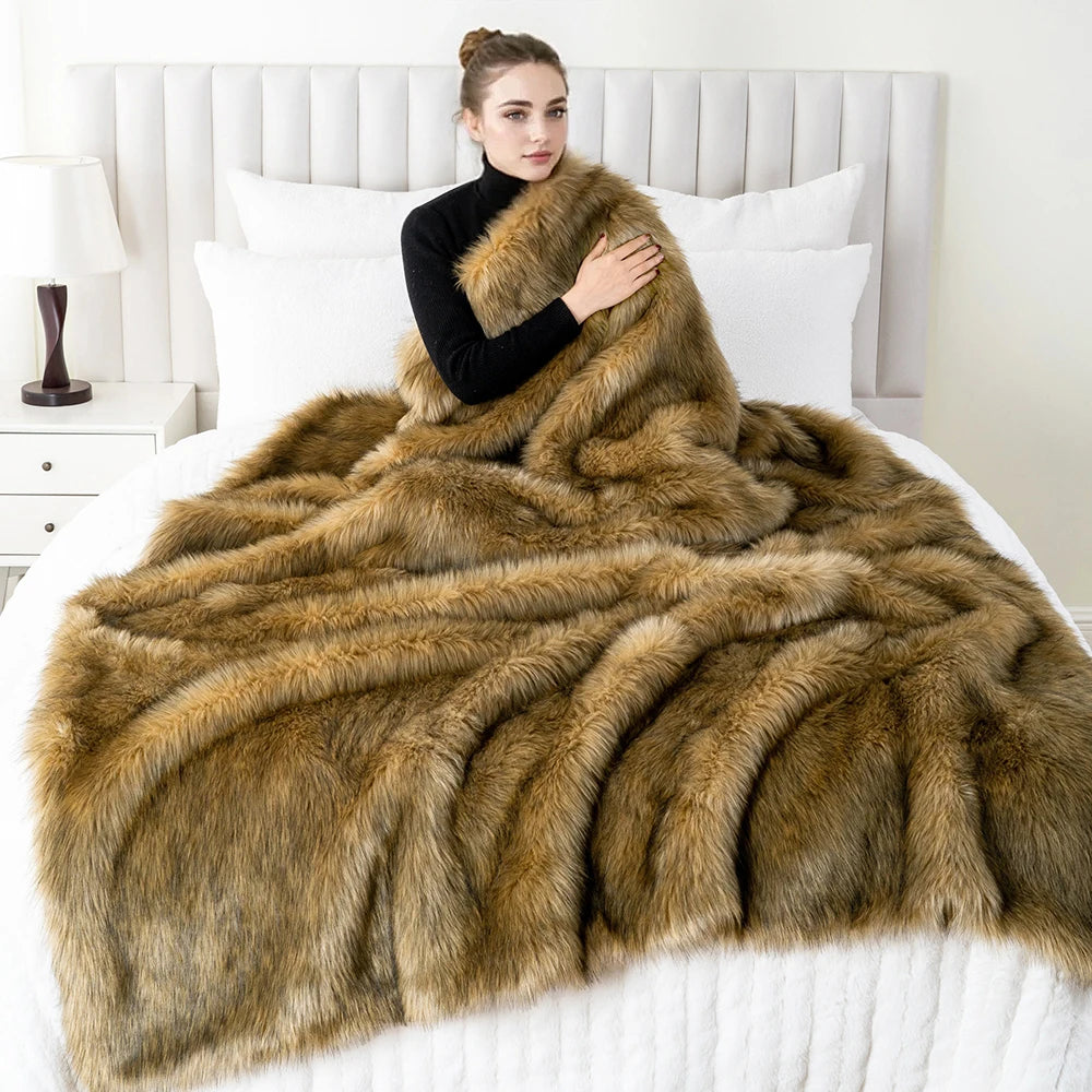 Battilo Faux Fur Throw Blanket – Soft Fluffy Luxury King Size