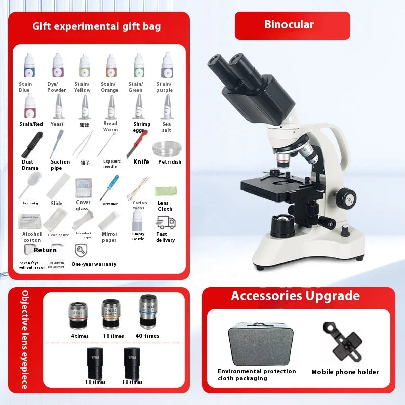 Binocular Biological Microscope for Teaching Primary and Secondary School Students To Observe Bacteria Peaceful Pleasures Health and Wellness