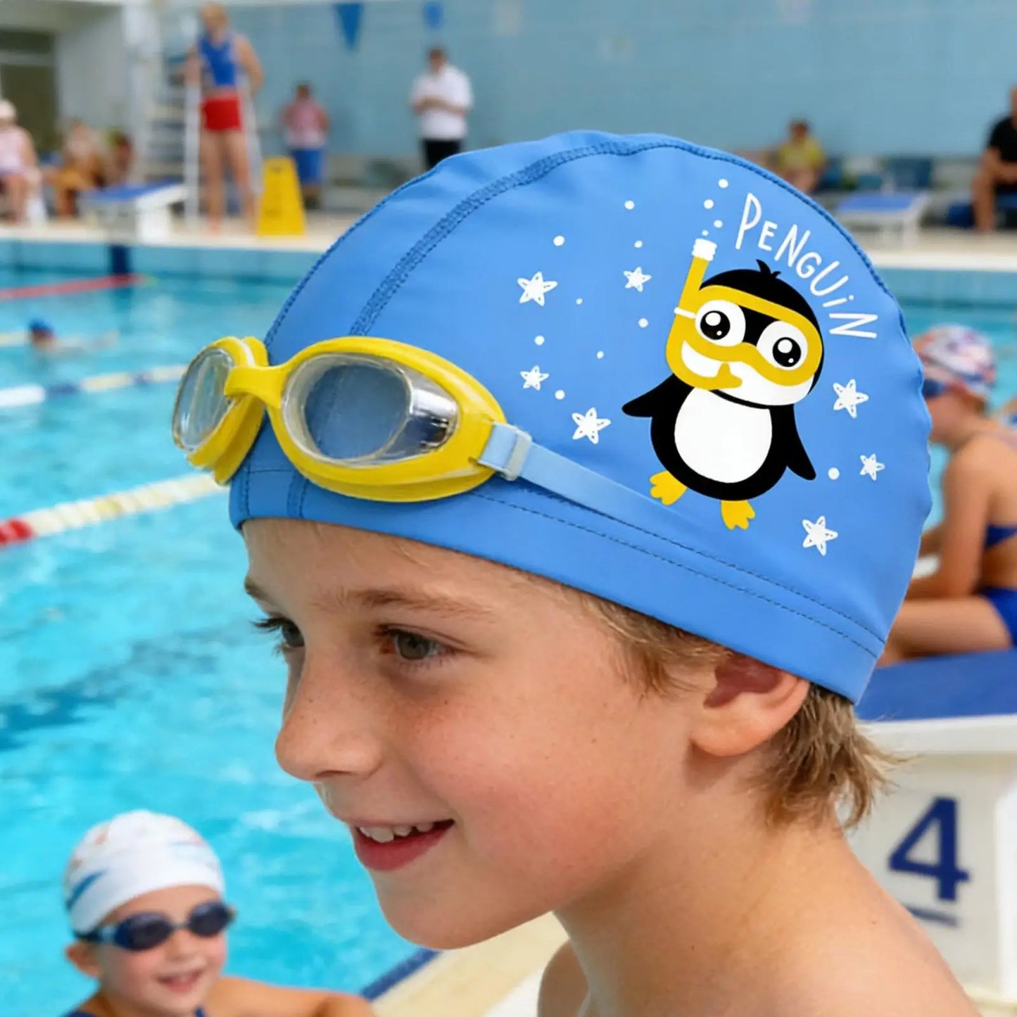 Waterproof Silicone Swim Cap – Ear Protection Kids & Adults