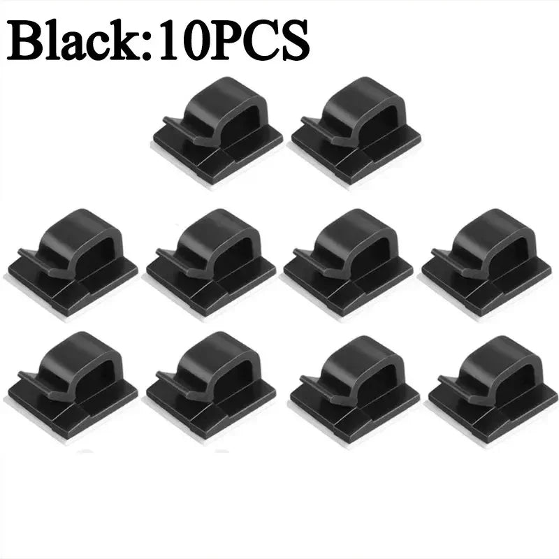 Car Cable Clamp Accessories Guiding Line Self-adhesive Line Management Clips Wiring Wire Arrangement Electrical Equipment WINDER Peaceful Pleasures Health and Wellness 10 Pcs black