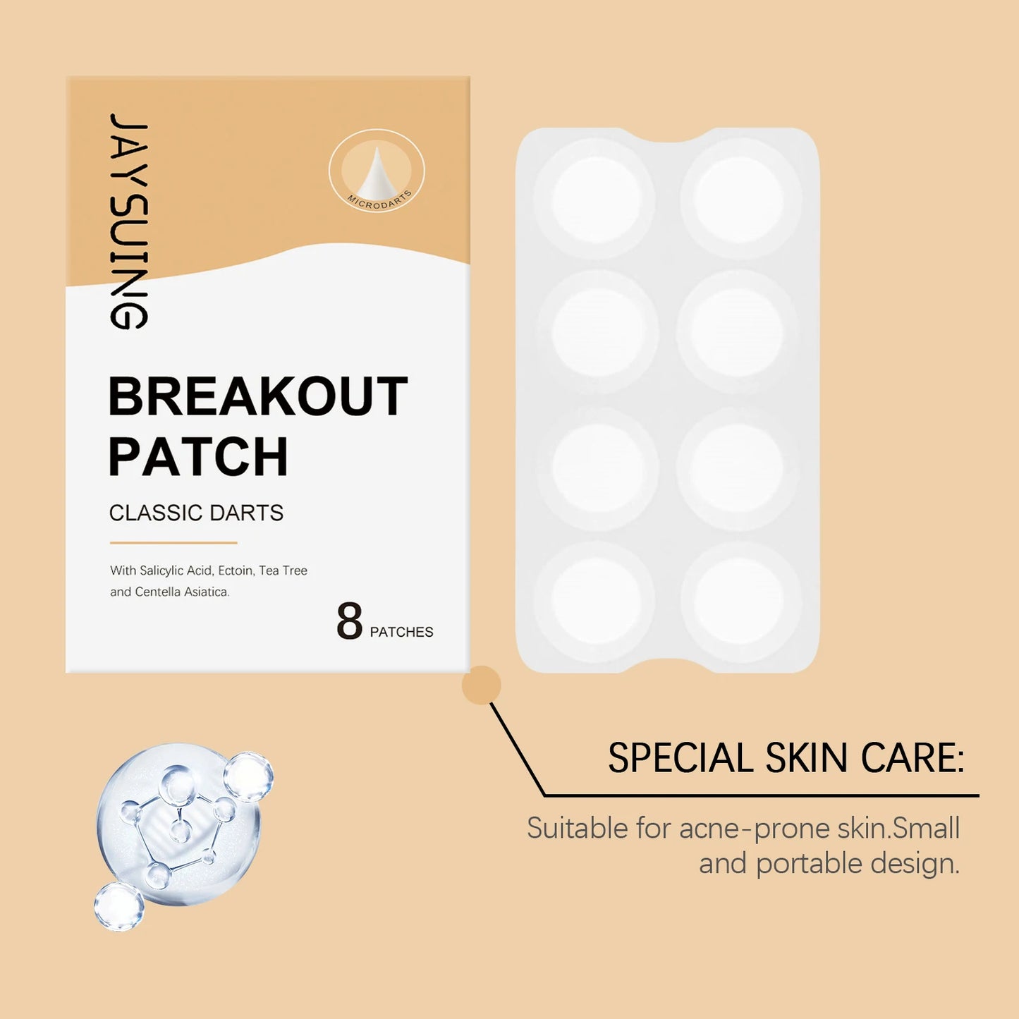 Jaysuing Micro Dart Acne Patches | Salicylic & Ectoin, 8 Pack