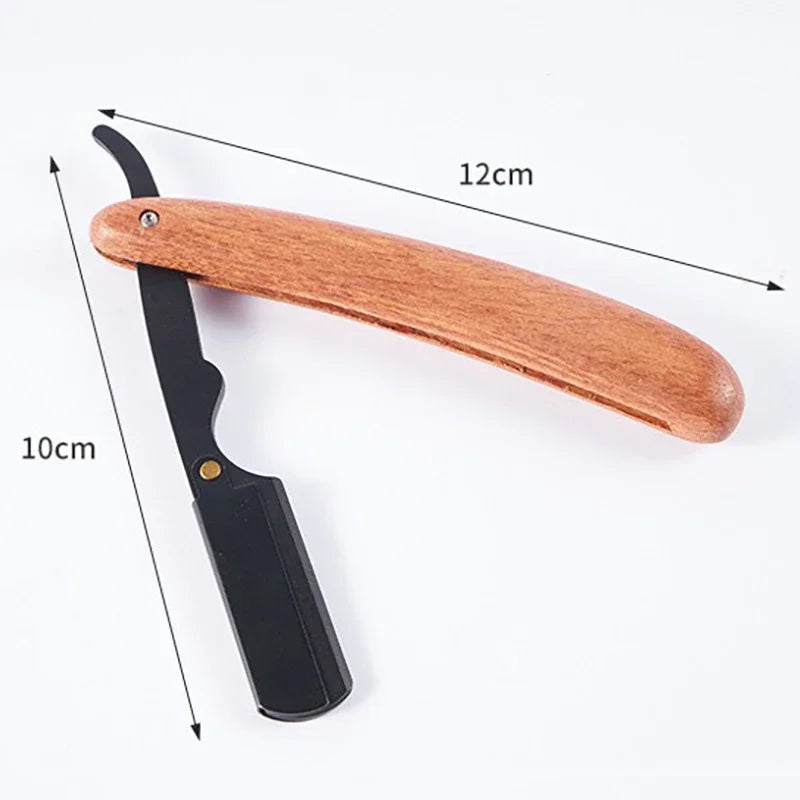 Men's Folding Straight Razor – Stainless Steel & Wood Handle