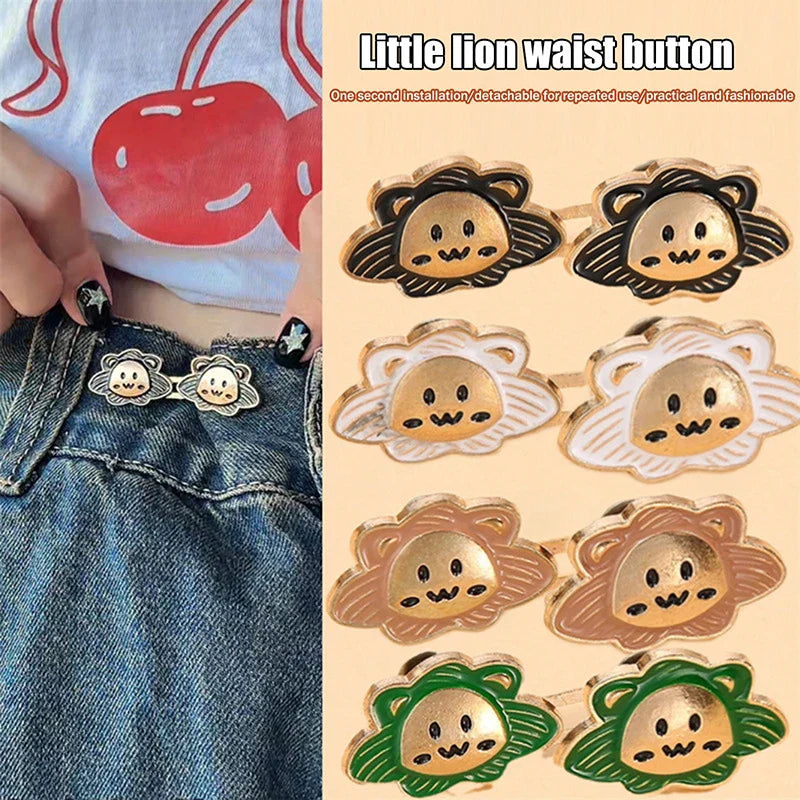 6-Pack Cartoon Lion Metal Waist Tightener Pants Clips