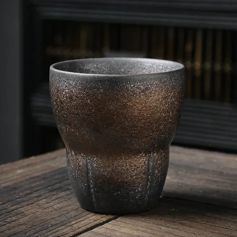 Master's Cup Japanese Retro Rough Pottery Kung Fu Tea Set Personal Ceramic Water Cup Peaceful Pleasures Health and Wellness Mug-170ML 1 51-100ml