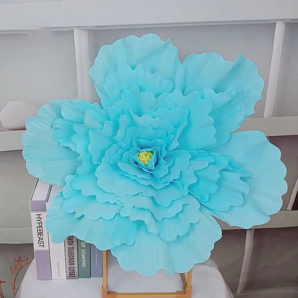 New 50CM PE Foam Rose Flower Photo Props Giant Peony False Flower Wedding Decoration Stage Party Supply Background Wall Peaceful Pleasures Health and Wellness blue