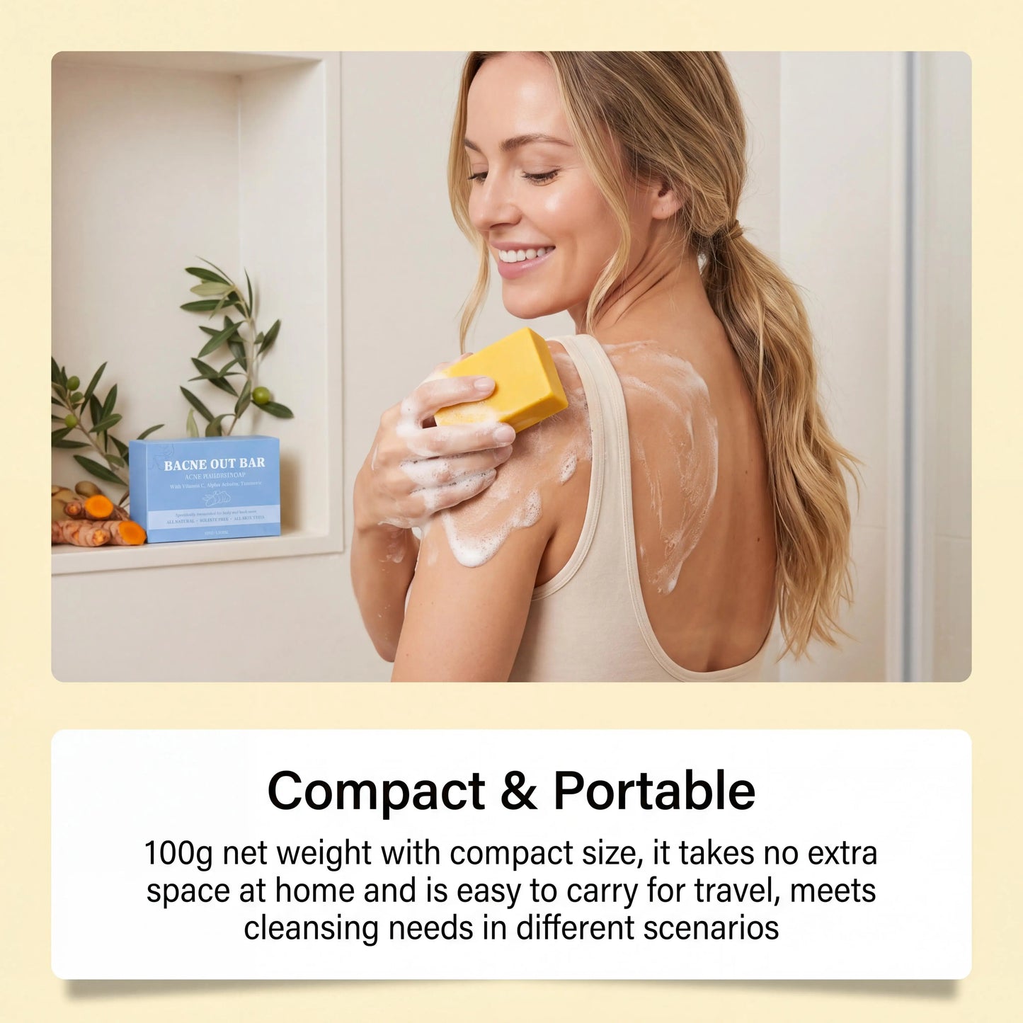 Exfoliating Body Cleansing Soap Eliminate Back Pimples Fade Acne Marks Deep Clean Dirt Oil Control Turmeric Exfoliate Soap Bar Peaceful Pleasures Health and Wellness