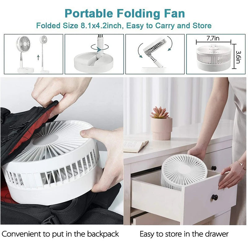 Best Seller Mini Foldable Bladeless Rechargeable Air Cooling Fan with Adjustable Height for Home Office Outdoor Hotel Use Peaceful Pleasures Health and Wellness
