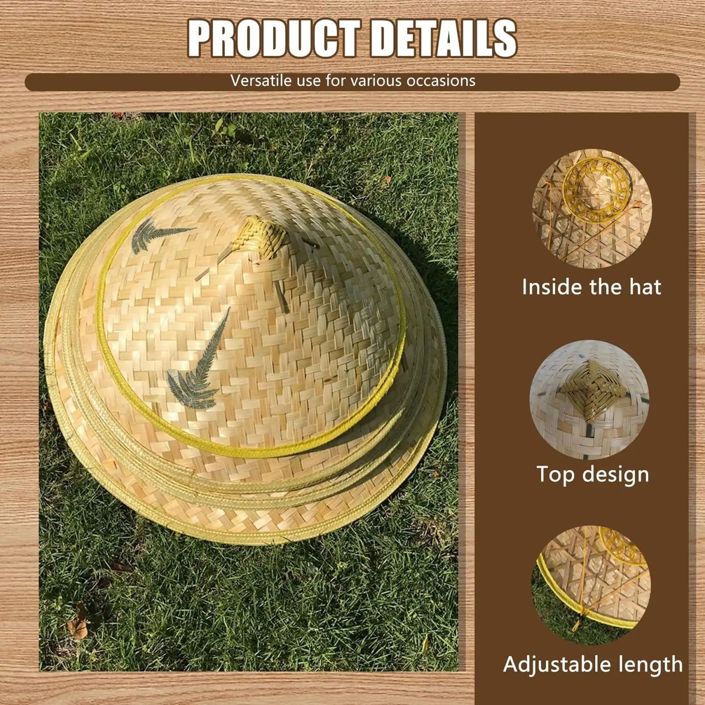 Handmade Straw Hat Adjustable Chin Strap | Fishing Garden Hiking