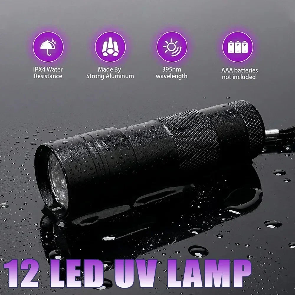 UV Blacklight Flashlight 9/12 LED 395nm – Pet Stain Detector