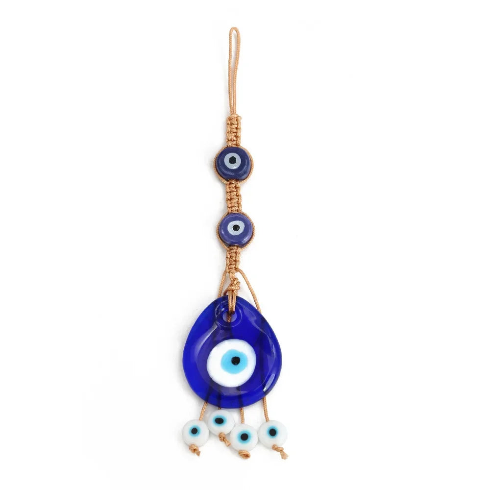 Evil Eye Charm Protection Tassel Crystals Feng Shui Car Room Decor Turkish Blue Eye Retro Glass Pendant Home Decor Gifts nordic Peaceful Pleasures Health and Wellness BE447BU00