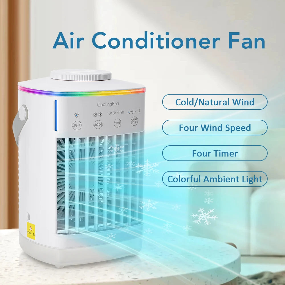 Small Space Air Conditioning for Home Rechargeable Portable Summer Desktop Air Cooler Spray Fan Moist Clean Air for Office Room Peaceful Pleasures Health and Wellness TYPE A