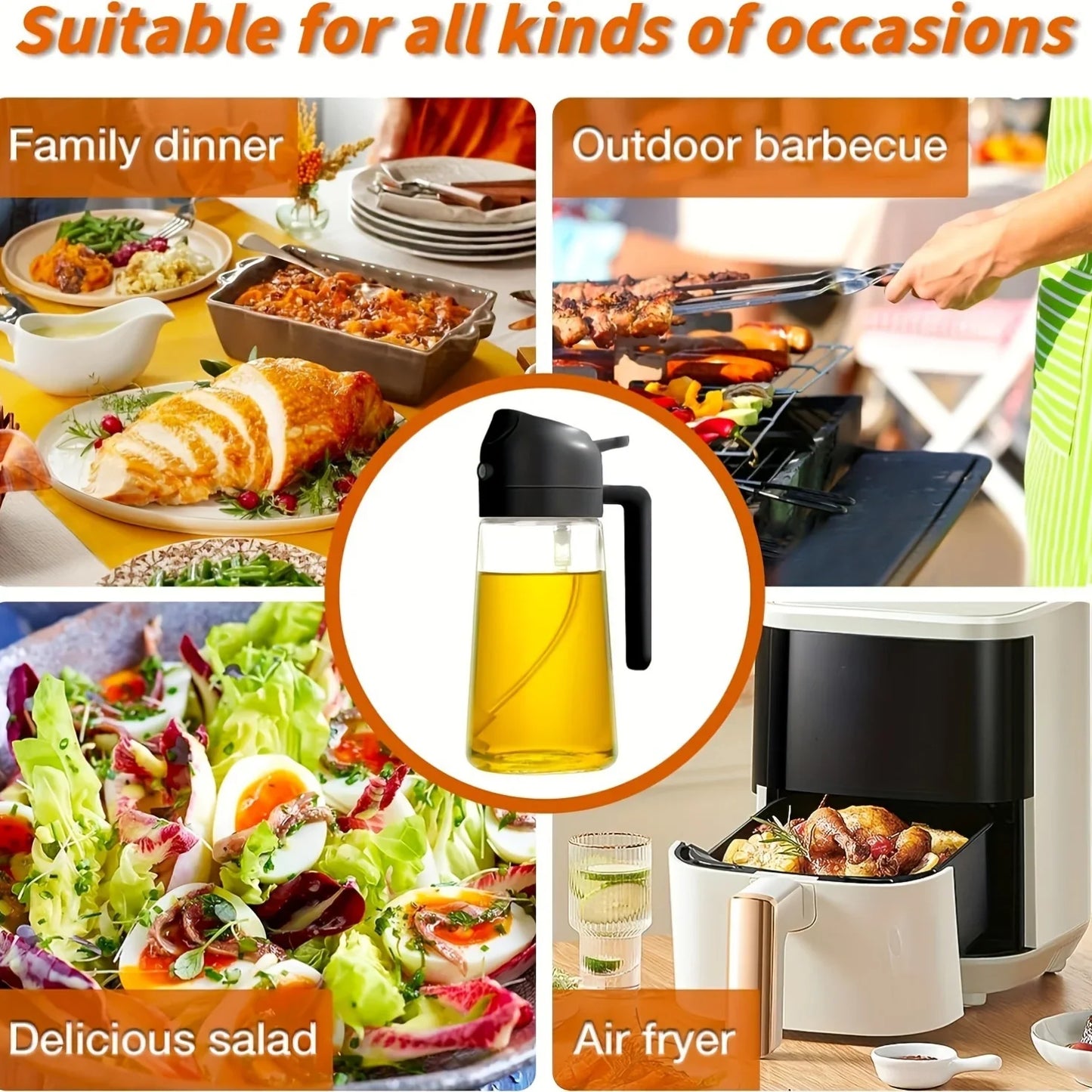 2-in-1 Olive Oil Dispenser & Sprayer Bottle 500ml | Kitchen Tool