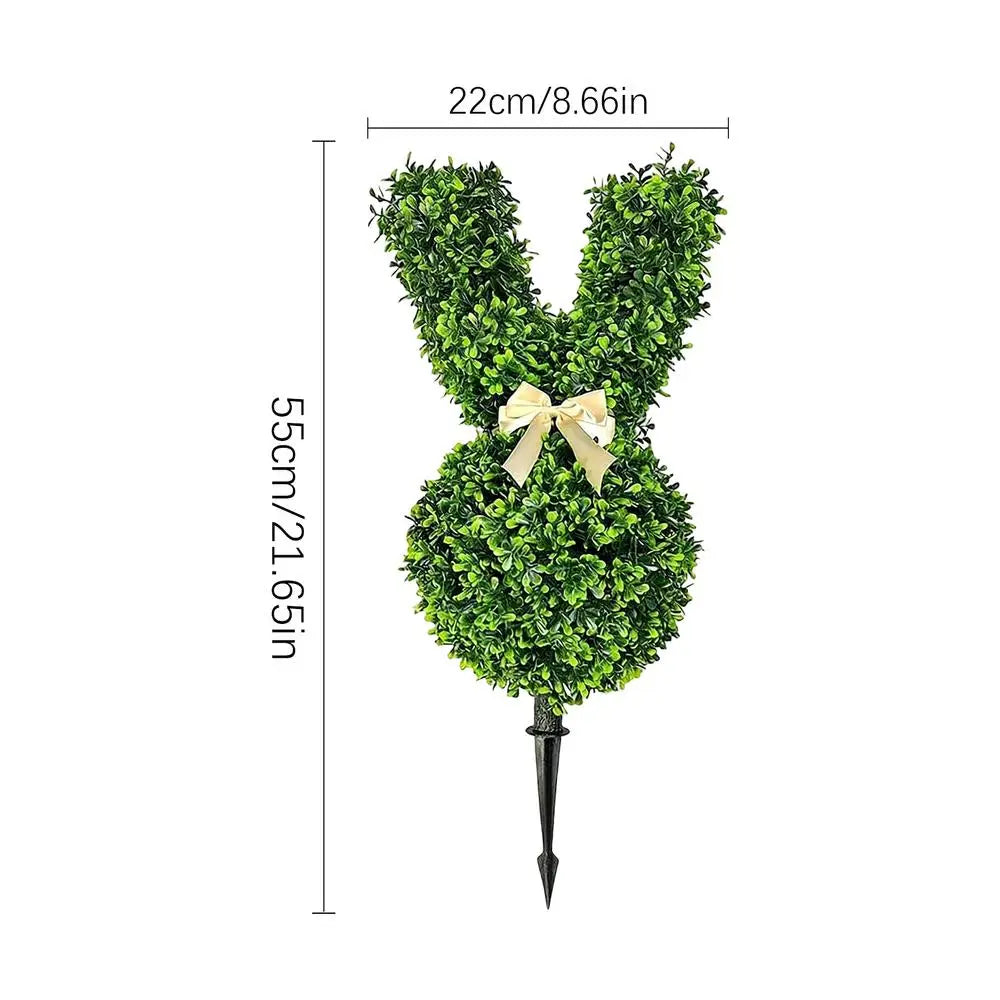 Easter Artificial Rabbit Topiary Garden Stake Decor – Bunny Garden Topiary Decor Peaceful Pleasures Health and Wellness Green China Mainland