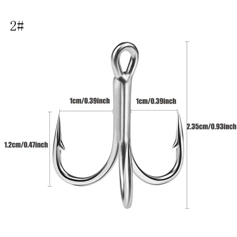 Triple Hook Fishing Hooks, 4x Strengthened Silver Color Rust-Resistant Triple Claw Hooks, Long Cast Lure Fishhooks, 10pcs Per Bo Peaceful Pleasures Health and Wellness 2