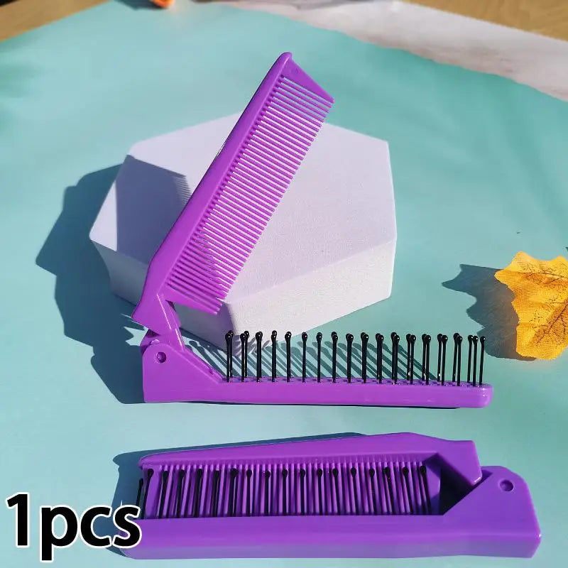 Portable Plastic Foldable Hair Comb Styling Tools Mini Folding Comb Travel Hair Massage Comb Red Peaceful Pleasures Health and Wellness Purple