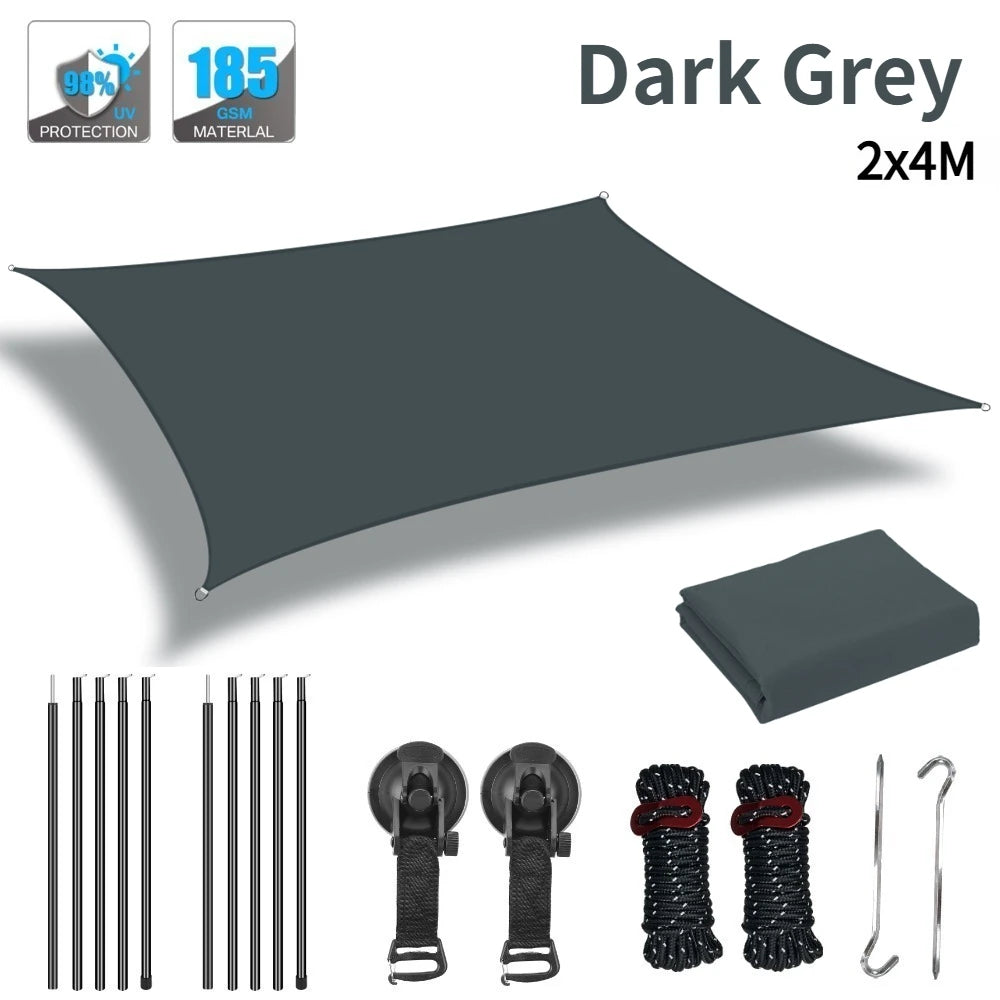 Rtractable Vehicle Awnings Waterproof UV-Resistant Sun Canopy 2x3M 2x4M Campervan Shelter for Car SUV Vans Outdoor Camping Tents Peaceful Pleasures Health and Wellness Dark Grey 2x4M