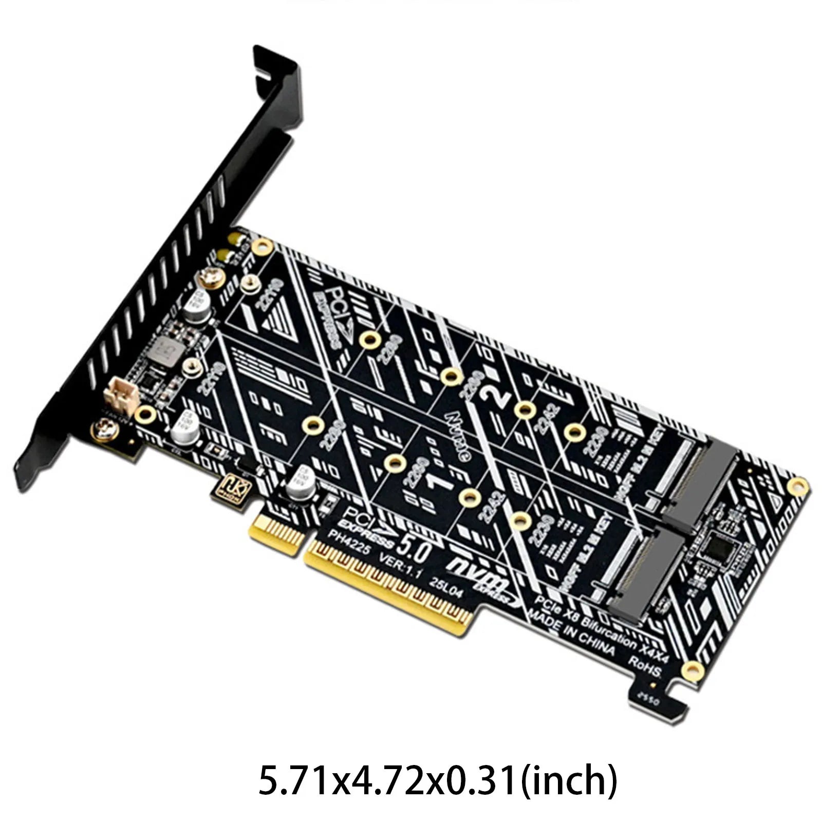 PH4225 PCIe 5.0 X8 to Dual M.2 NVMe SSD Adapter Card Support X4X4 Bifurcation Raid Expansion Board for Enterprise SSD Slot Peaceful Pleasures Health and Wellness