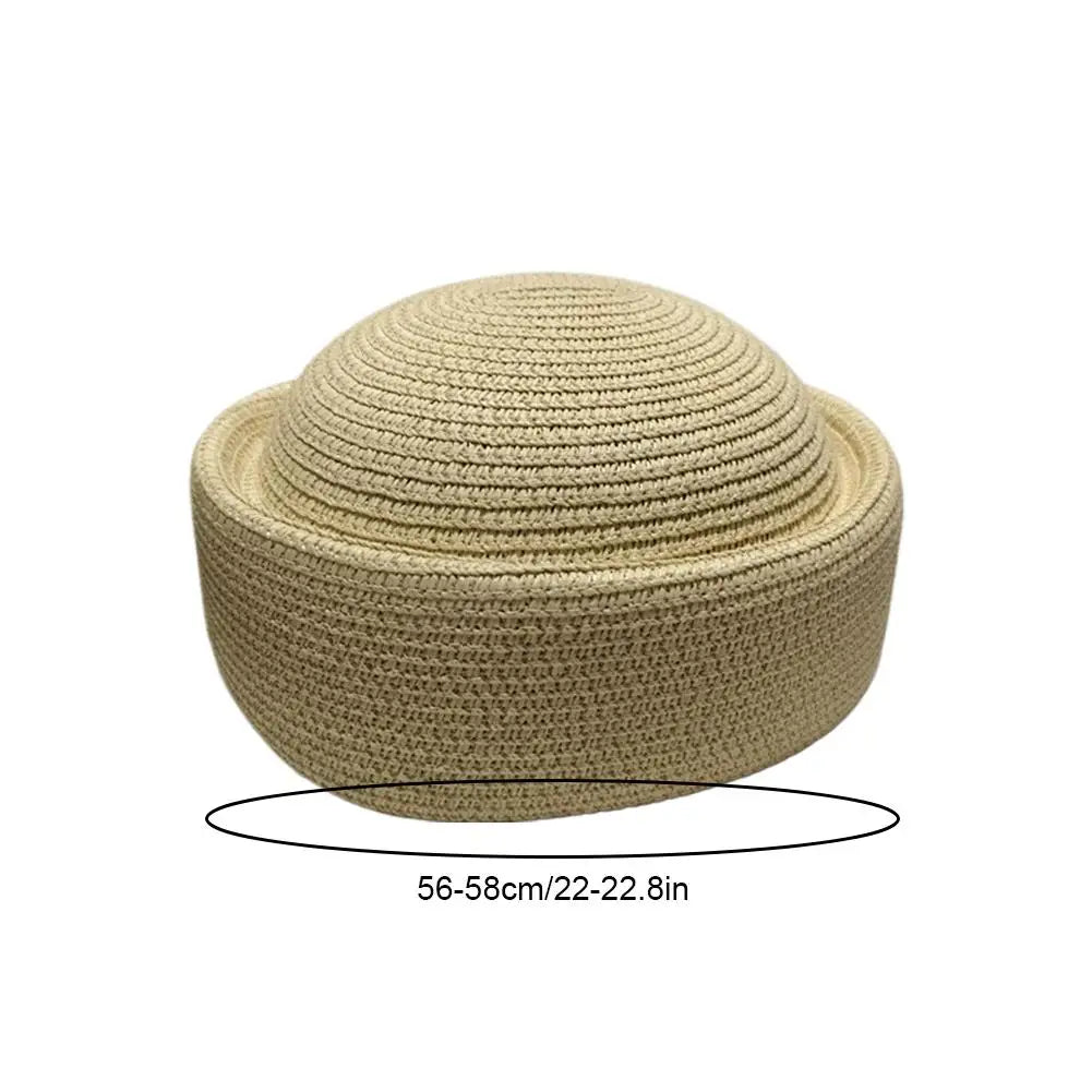 Women's French Retro Straw Sun Hat – Breathable Beach Beret