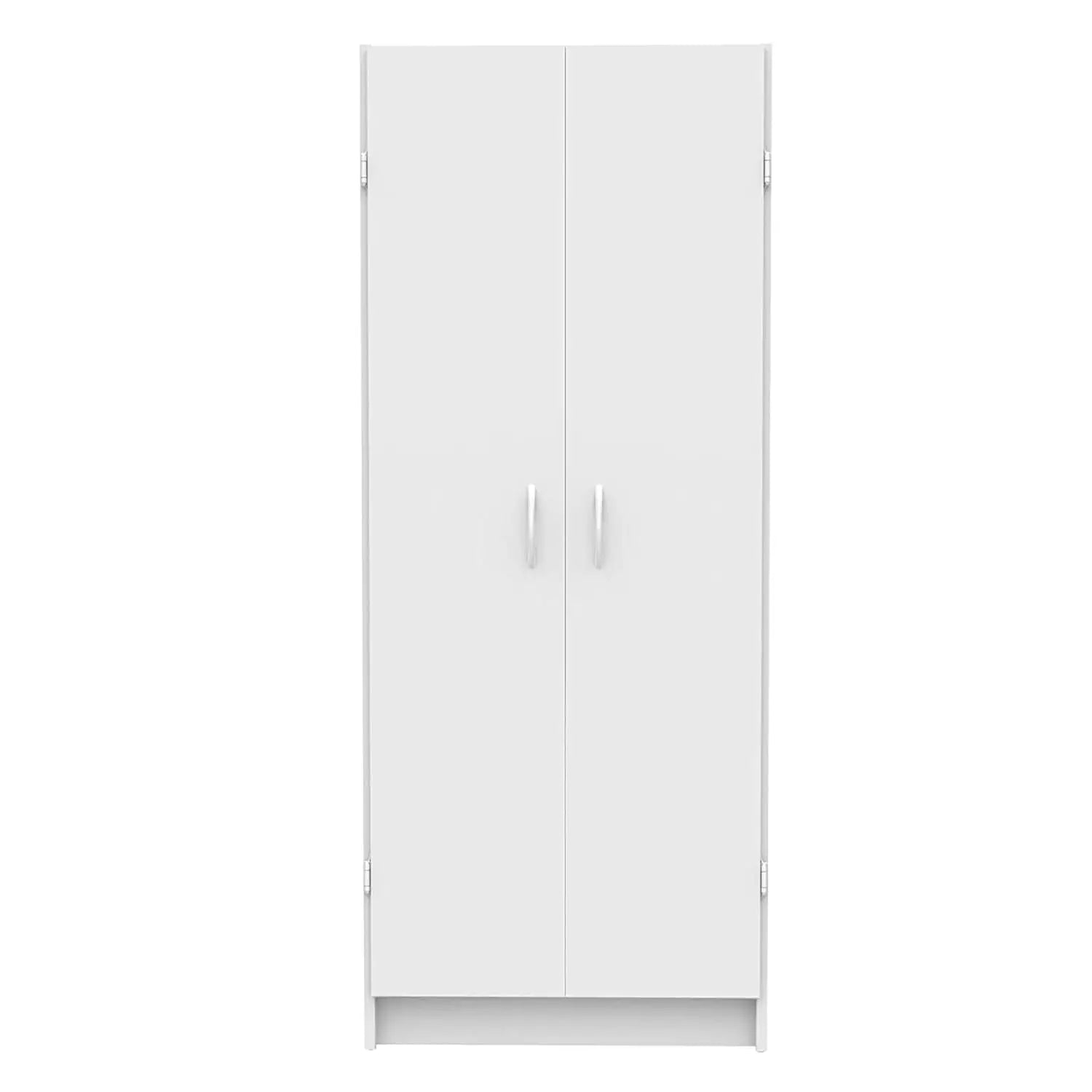 White wardrobe with two doors on a white background