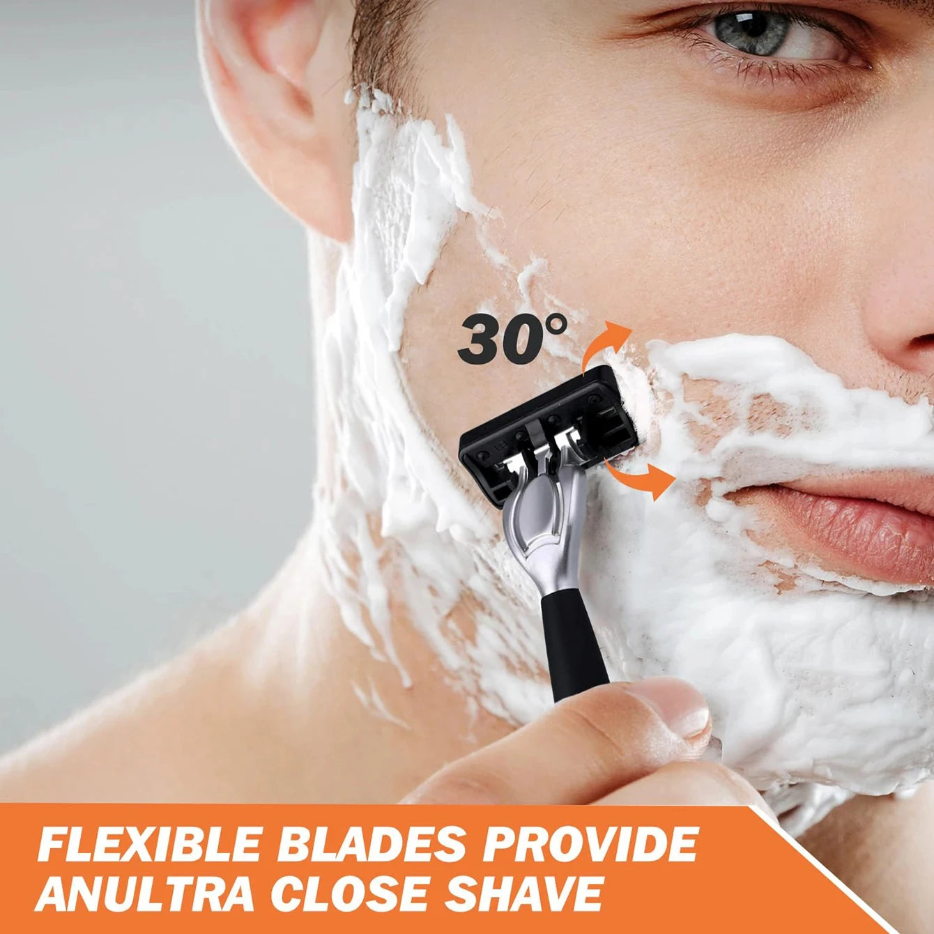 6-Layer Stainless Steel Manual Men's Razor - Washable Metal Beard Razor with Hand Guard & Metal Holder Peaceful Pleasures Health and Wellness