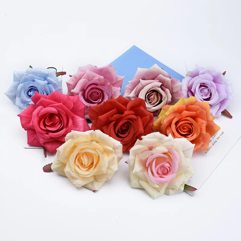 Artificial Silk Rose Flower Heads 5/10 Pcs – Wedding & Decor