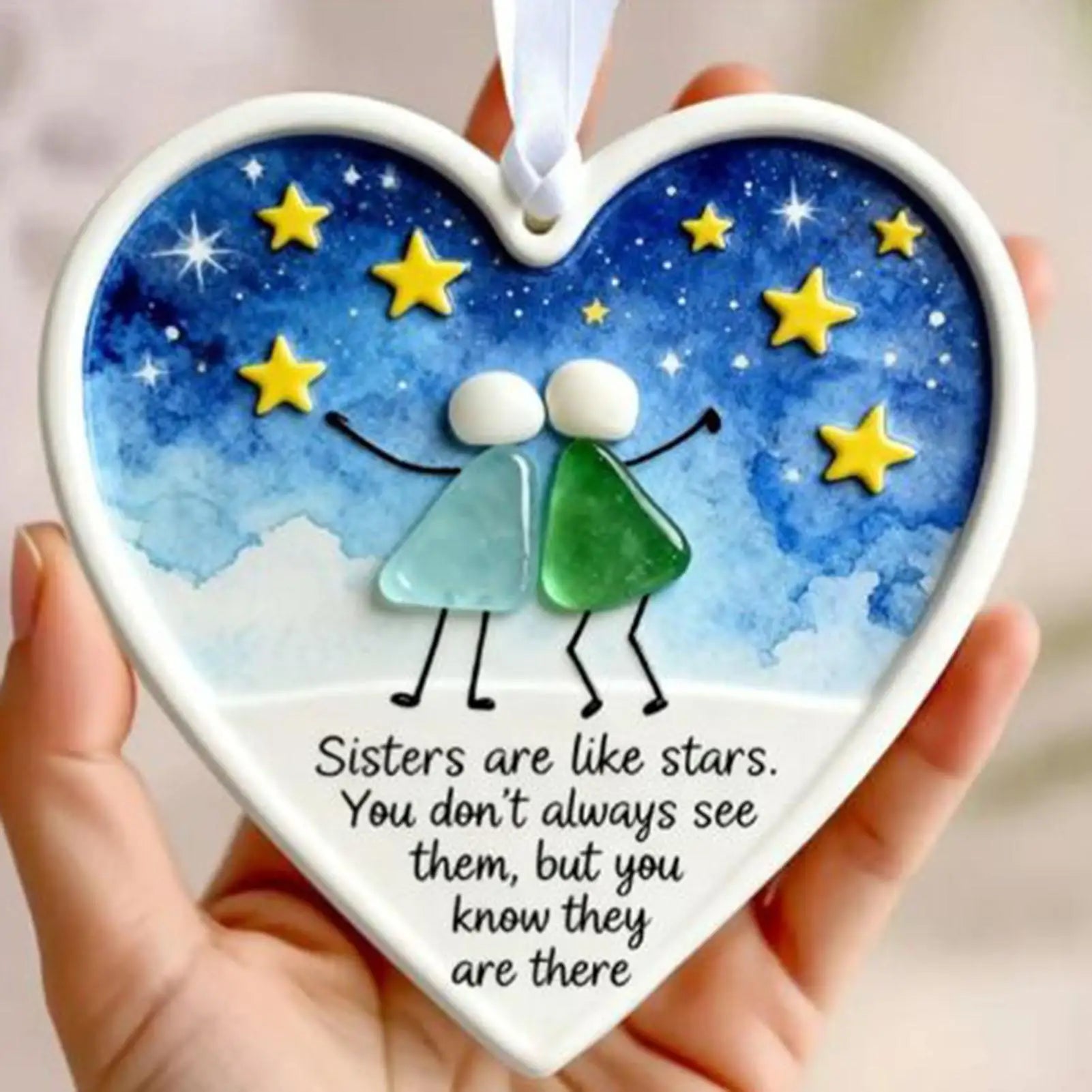 Acrylic Sea Glass Friendship Ornament Keepsake Pendant for Sisters, Coworkers, Birthday, Christmas - Wall Hanging & Home Decor Peaceful Pleasures Health and Wellness