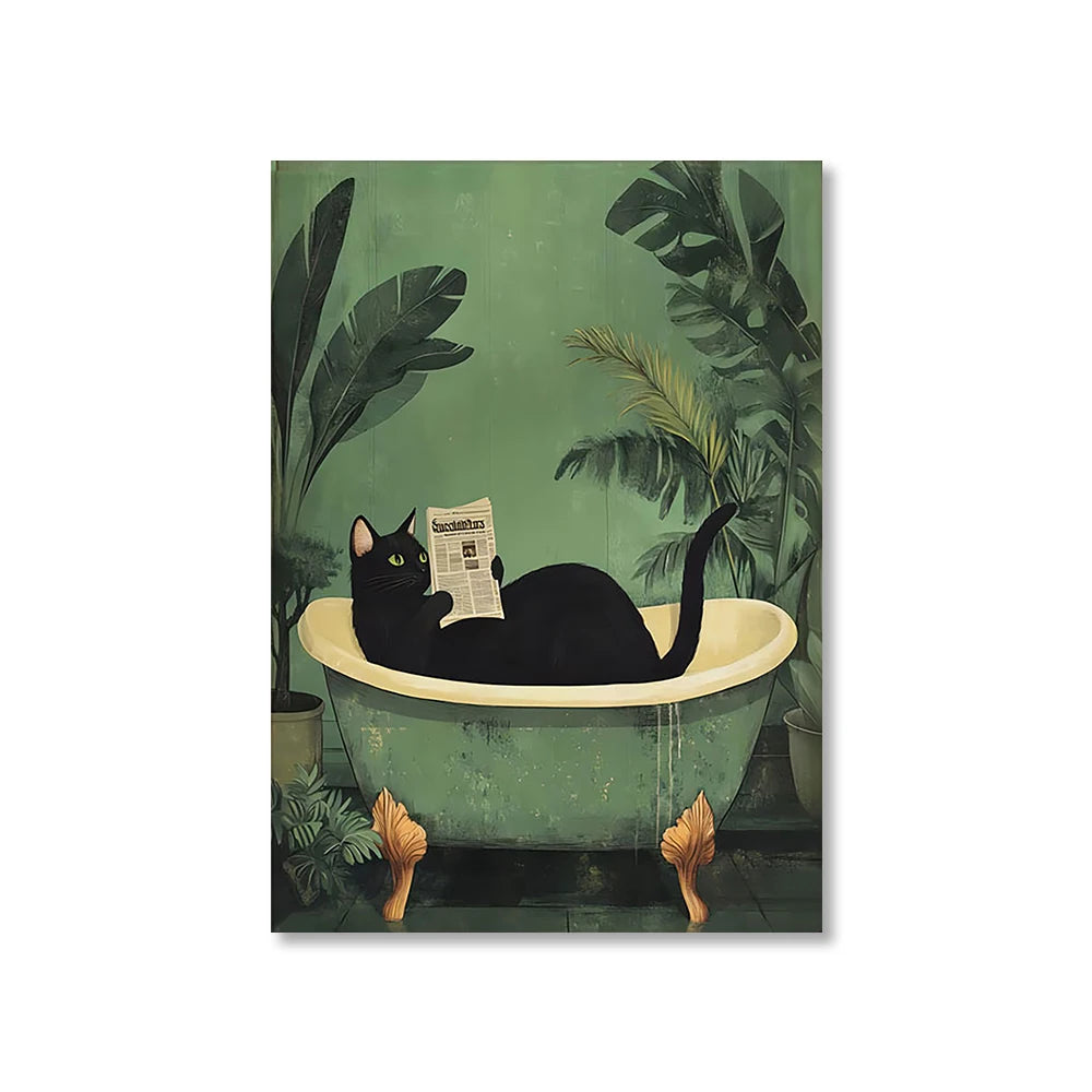 Funny Animal Toilet Canvas Wall Art | Bathroom Décor Poster
