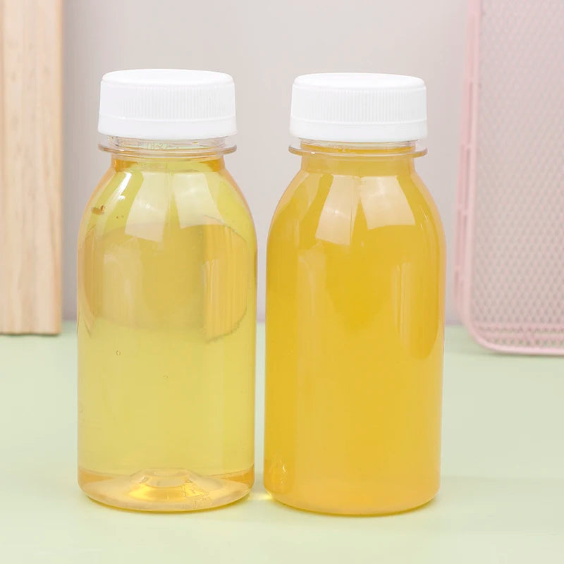 6-Pack 200ml Transparent PET Plastic Bottles with Lids