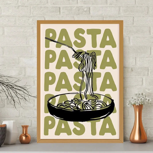 Retro Medieval Spaghetti Olive Green Canvas Wall Art Print Canvas Wall Art Peaceful Pleasures Health and Wellness G3709 30x40cm Wood Framed