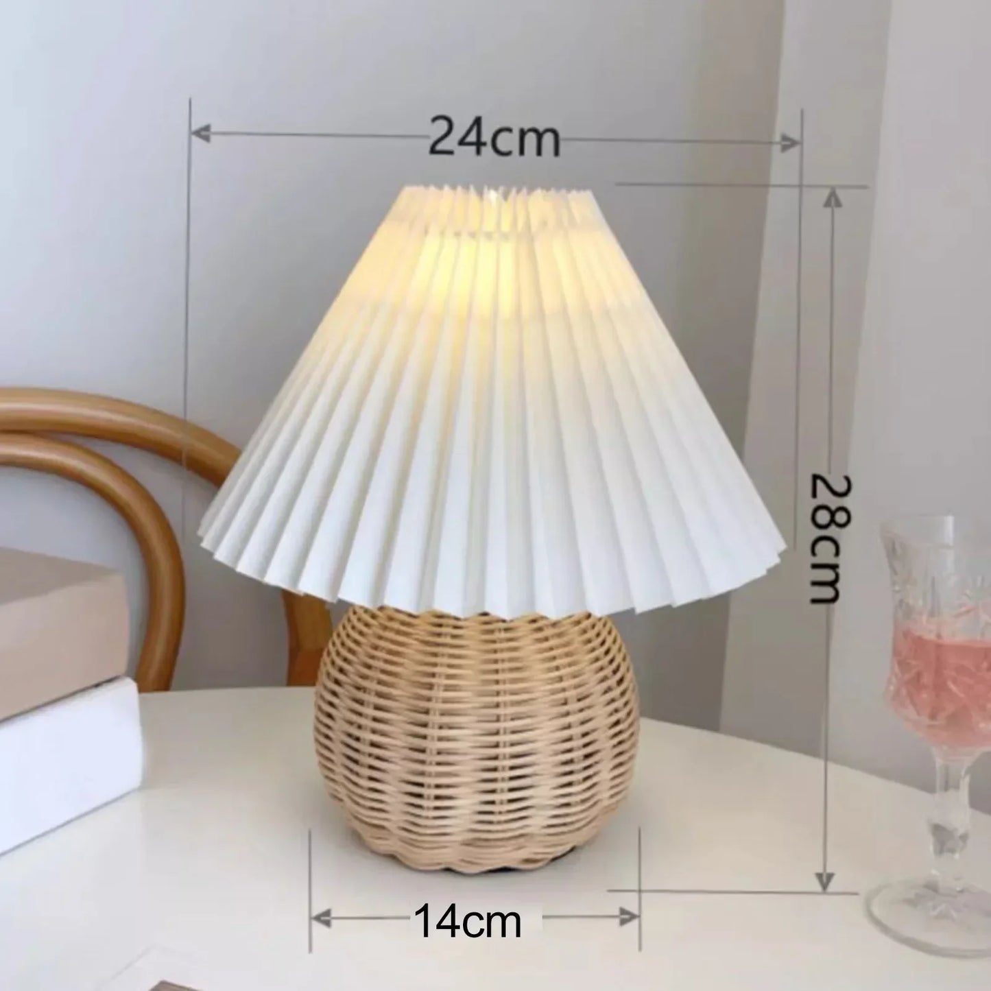 Table Lamp Bedside Nightstand Mini Bedroom Living Room Side Rattan