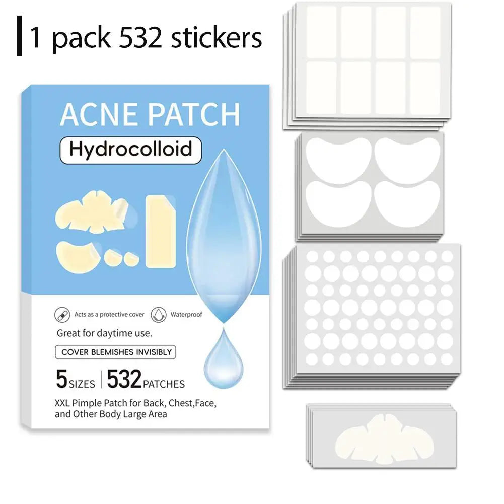 Hydrocolloid Pimple Patches – 5 Sizes, Bulk Pack Skin Care Peaceful Pleasures Health and Wellness 532pcs
