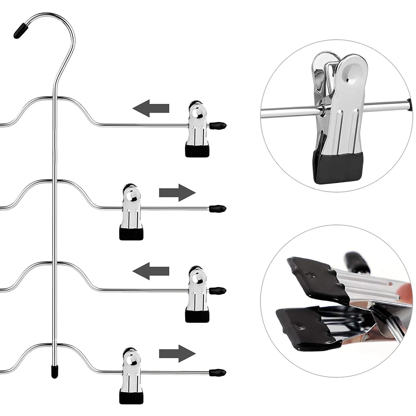 A36T-4 Tier Pants Hangers Metal Skirt Hangers With Clips,Trouser Clips Hanger,For Slacks,Trousers,Jeans,Towels,2-Pack Black Peaceful Pleasures Health and Wellness
