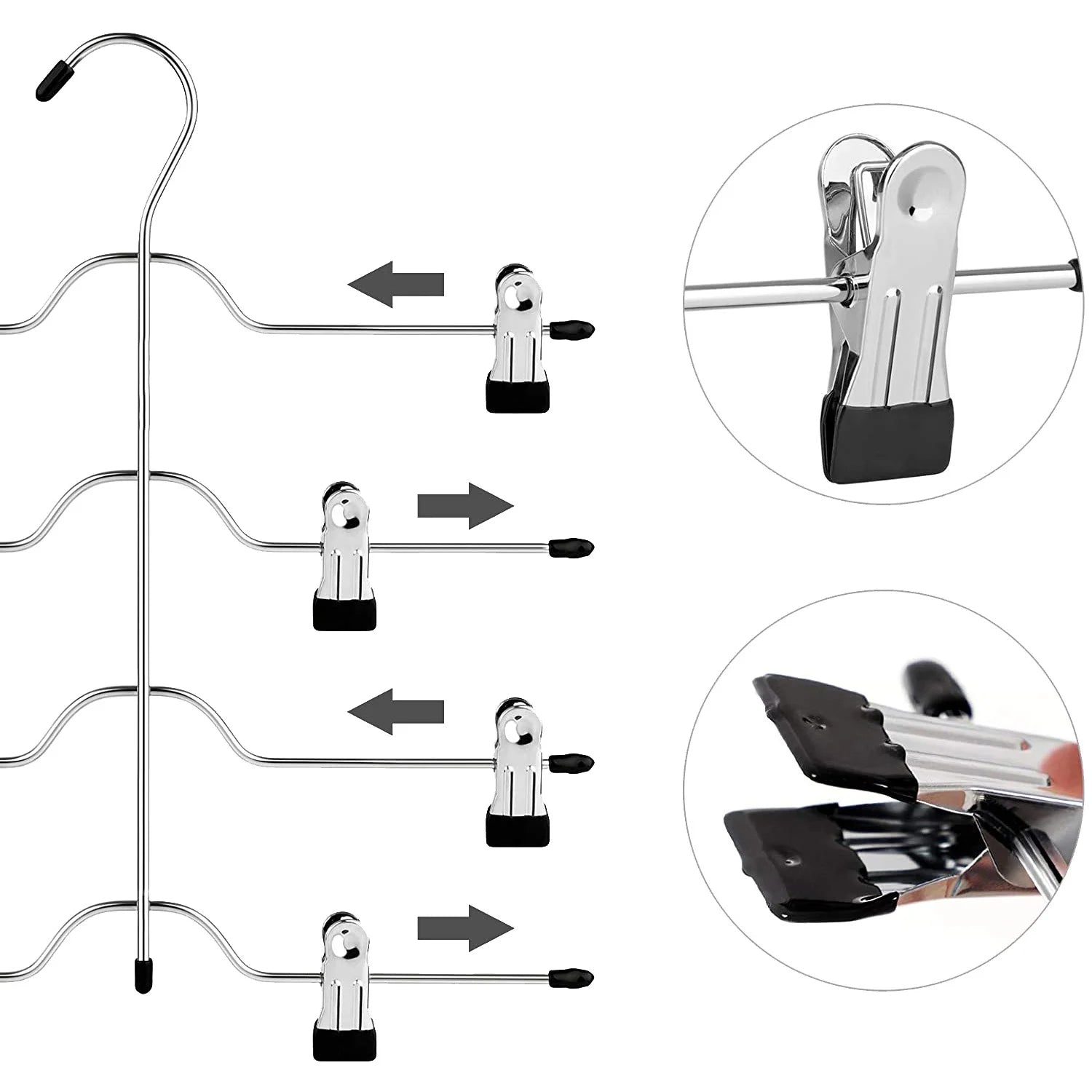 A36T-4 Tier Pants Hangers Metal Skirt Hangers With Clips,Trouser Clips Hanger,For Slacks,Trousers,Jeans,Towels,2-Pack Black Peaceful Pleasures Health and Wellness