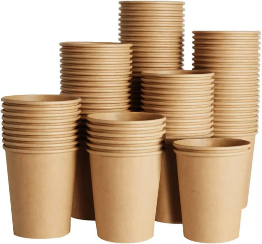 8 oz Kraft Paper Cups Unbleached Disposable Paper Coffee Cups Thickened Hot/Cold Beverage Drinking Cup for Party Home Cafes Peaceful Pleasures Health and Wellness 200pcs