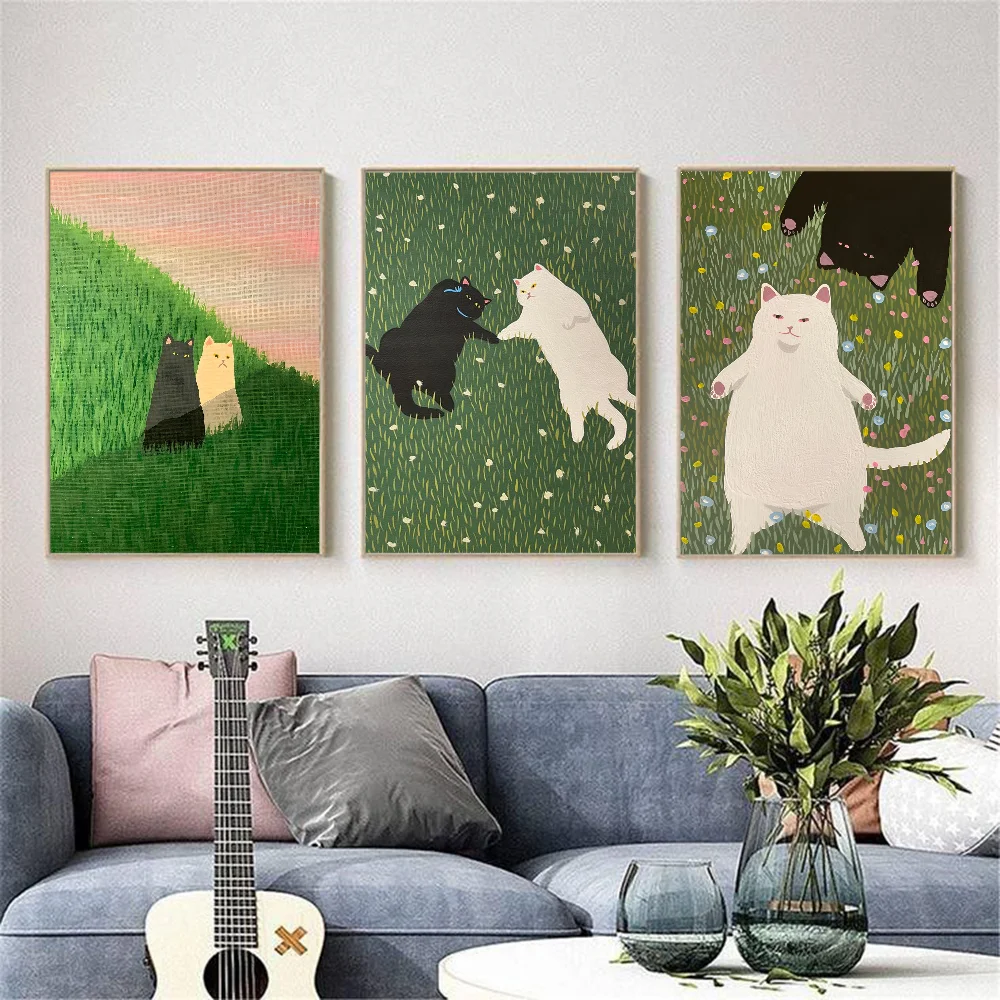 Funny Cute Cat Poster HD Waterproof Wall Art – Home Decor Wall Art Poster Peaceful Pleasures Health and Wellness