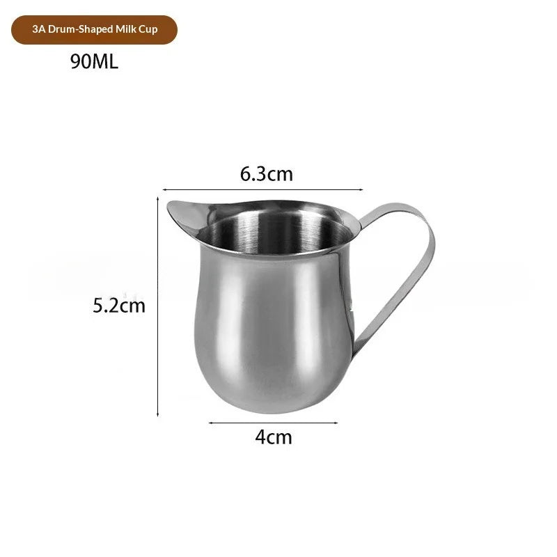 New Coffee Milk Frothing Pitcher Cup Stainless Steel Espresso Creamer Pitchers Ounce Measuring Cup with Pouring Spout Coffeeware Peaceful Pleasures Health and Wellness 90ML