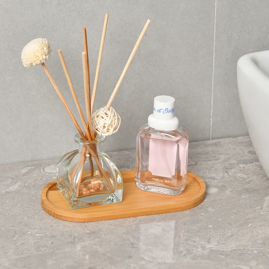 Wooden Vanity Tray – Bathroom Countertop Organizer for Soap, Candles & Jewelry