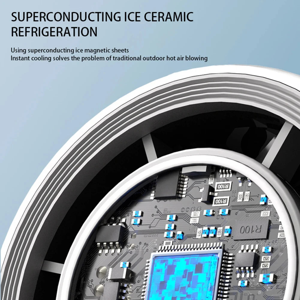 100 Turbos Chilled Ice Sensation Cold Fan Super Mini Turbos Speed Fan USB Powered Digital Display For Outdoor Camping Travel Peaceful Pleasures Health and Wellness