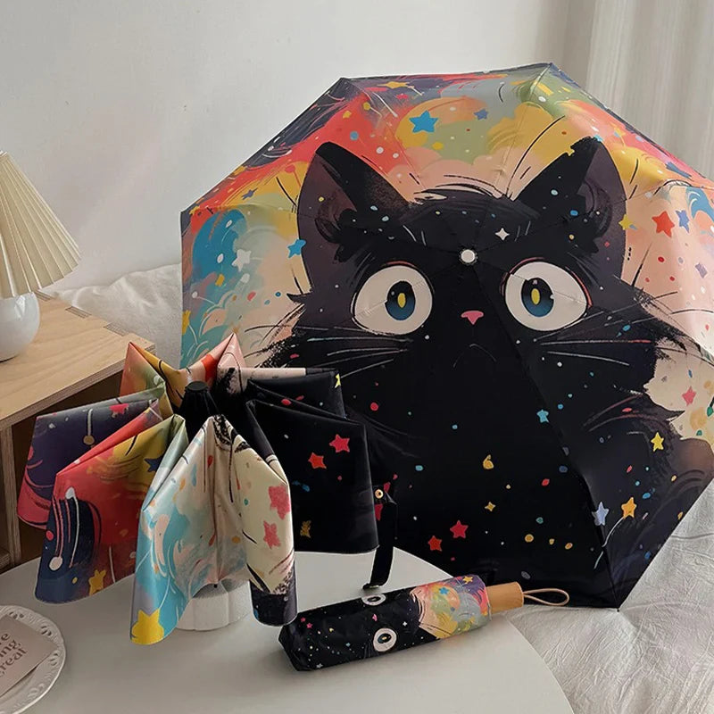 Star Cat UV Auto Folding Umbrella – Sun & Rain Protection
