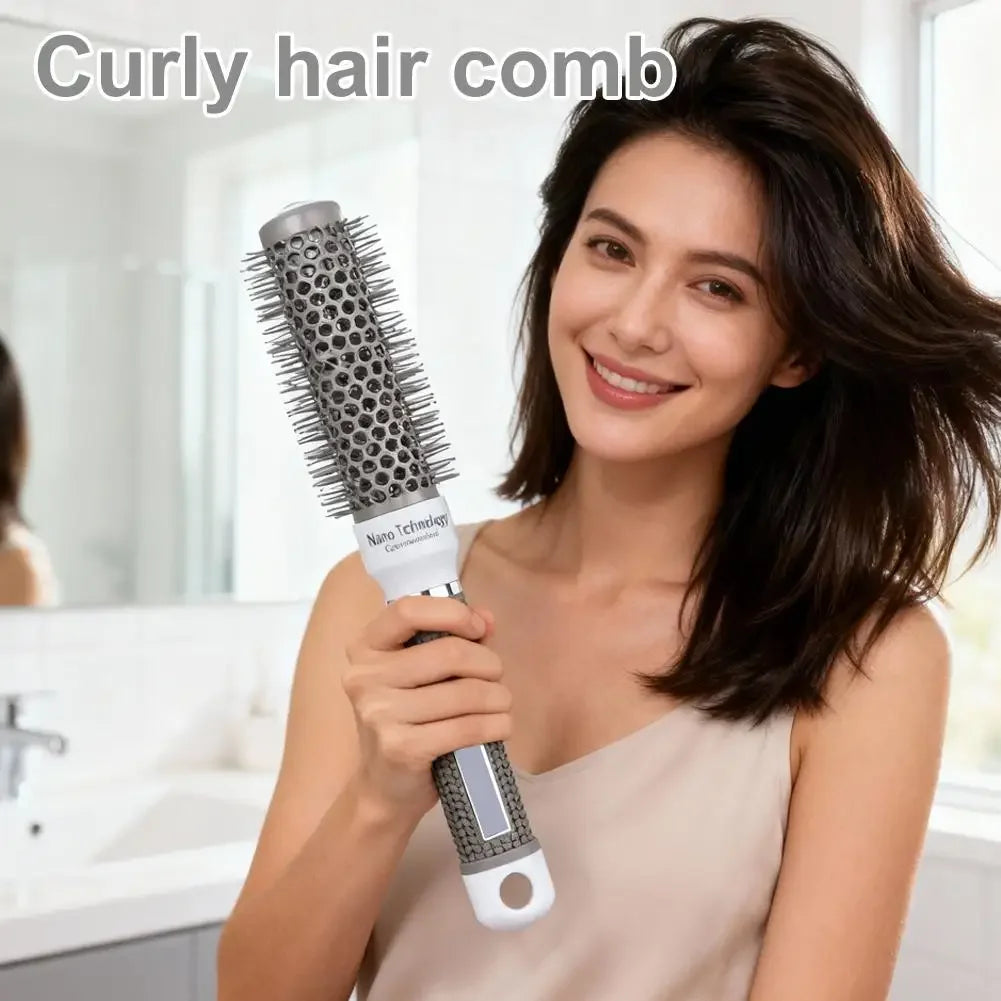 Round Brush for Blow Drying Curling,Professional Nano Ceramic Ion Thermal Barrel Brush For Hair Shiny Heat Styling Curling Brush Peaceful Pleasures Health and Wellness