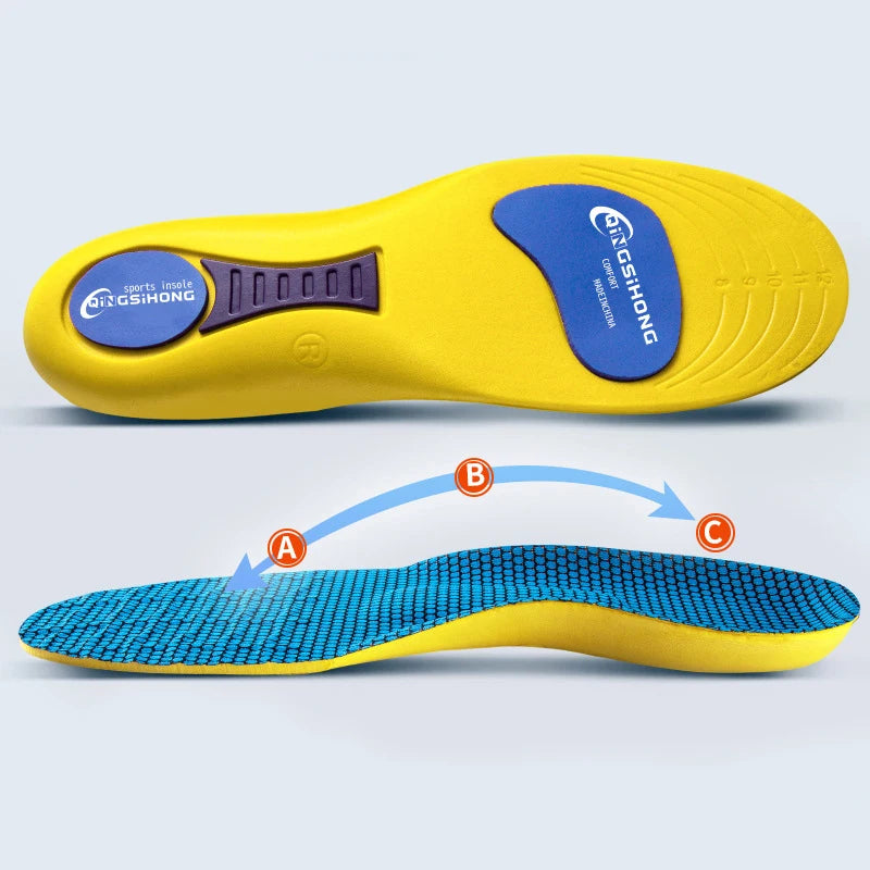 Men's and Women's Training Sports Insoles Shock-absorbing Sweat-absorbing Breathable and Soft-soled Insoles Peaceful Pleasures Health and Wellness yellow 43-44