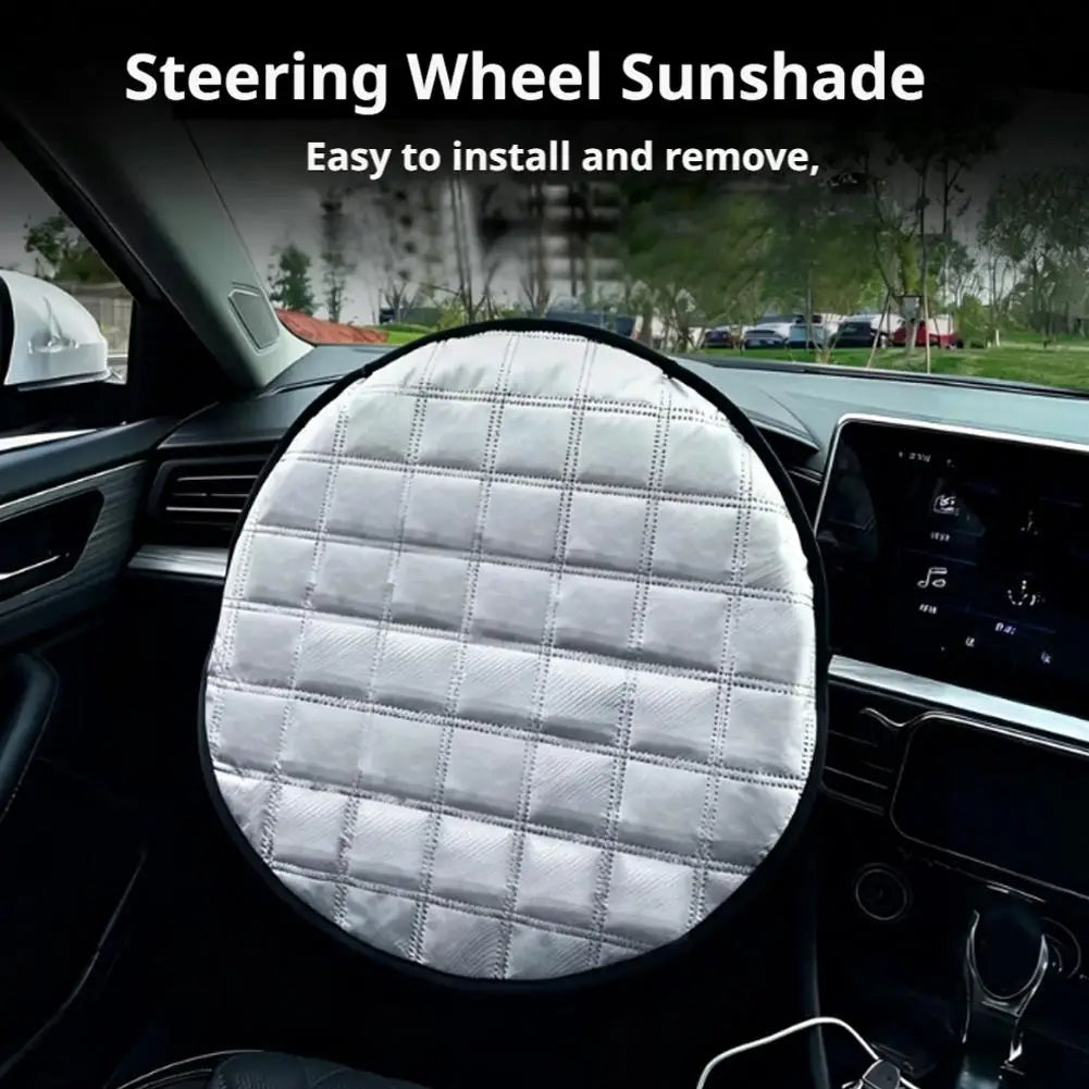 Universal Steering Wheel Sunshade Cover Heat Insulation UV Protection Sunshade Cover Foldable Dust-proof Protector for Outdoor Peaceful Pleasures Health and Wellness