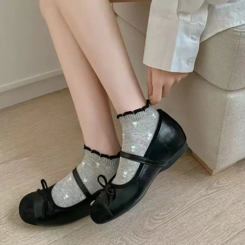 Women's Floral Frilly Ankle Socks | Kawaii Korean Style