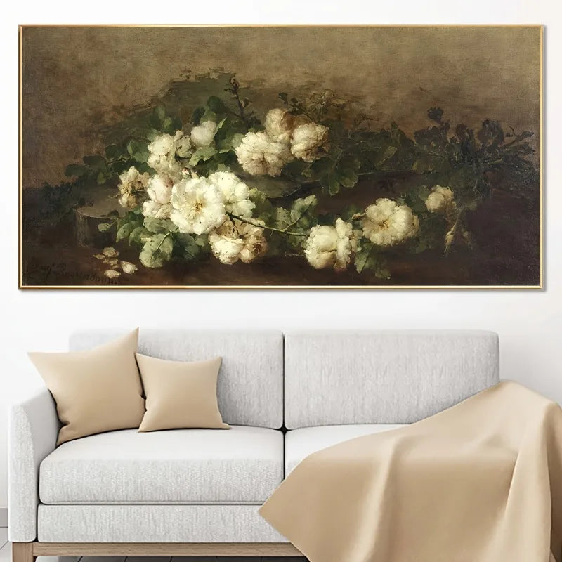 1pc Art Deco Modern Floral Canvas Wall Art Poster, Frameless Fashion Theme, for Living Room, Bedroom, Office, Kitchen, Artwork Peaceful Pleasures Health and Wellness