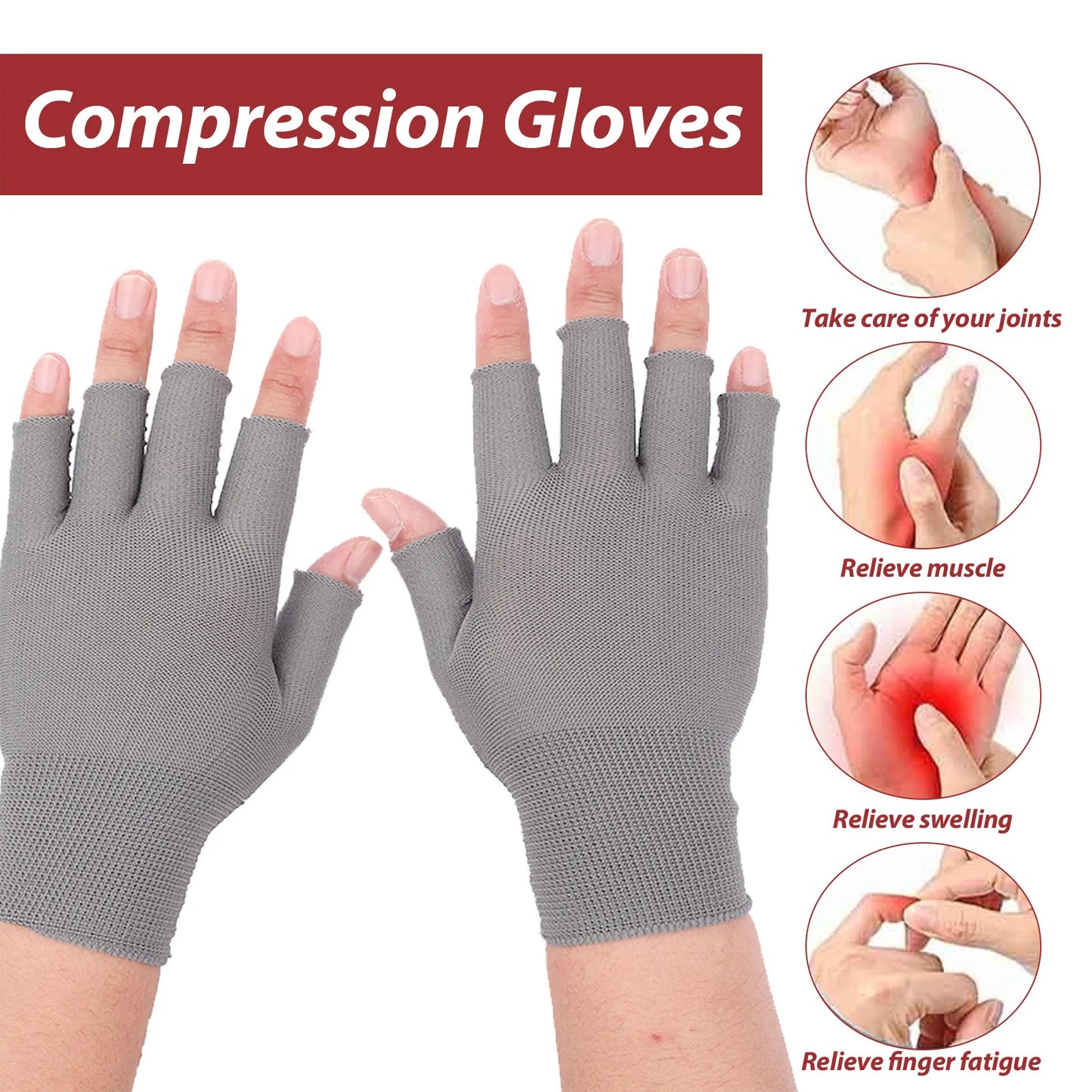 Half Finger Arthritis Compression Gloves | Joint Pain Relief