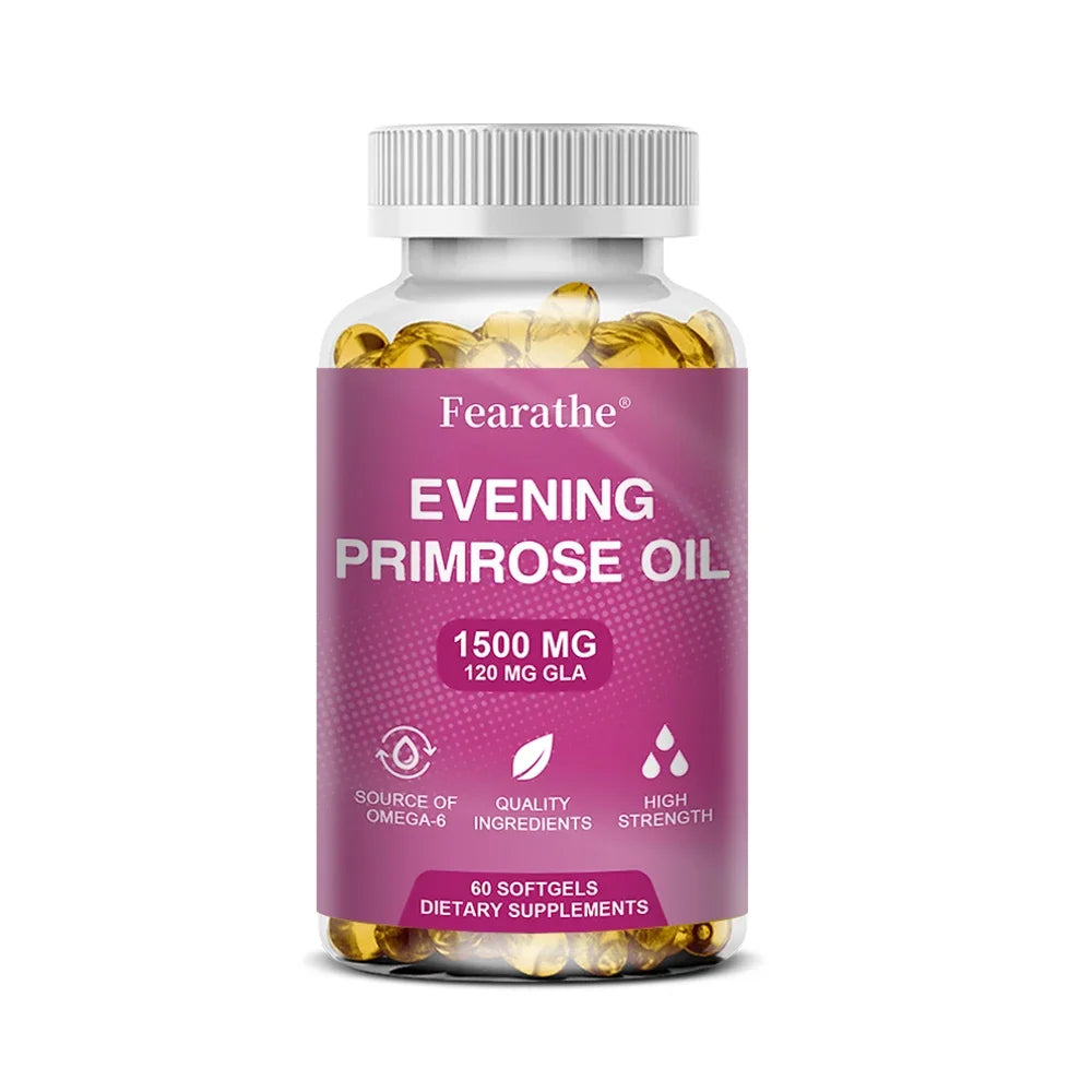 Evening Primrose Supplement Cold Pressed Oil - Contains Gelatin and Vegetable Glycerin To Promote Healthy Skin,120 Capsules Peaceful Pleasures Health and Wellness 60 count-1 bottle