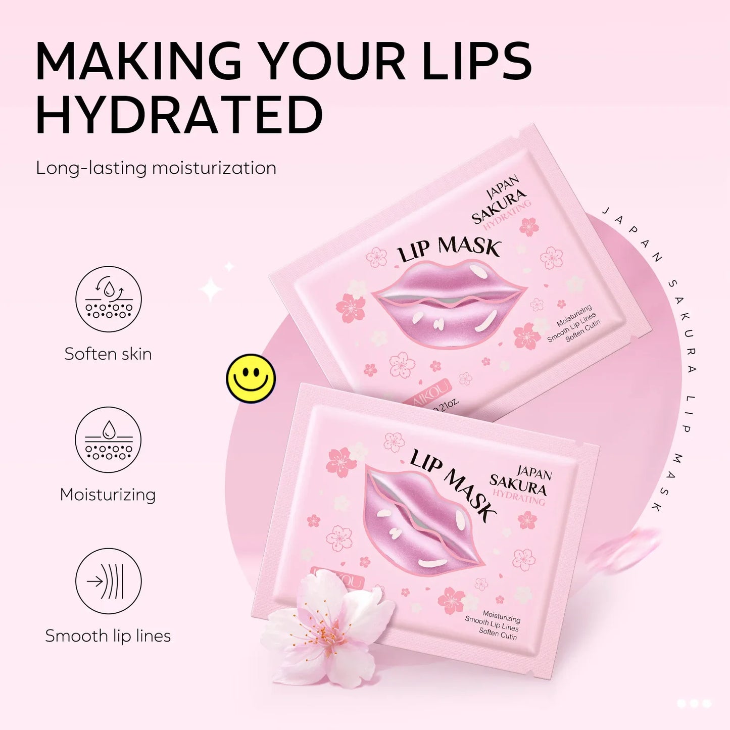 LAIKOU Sakura Lip Mask – Hydrating & Moisturizing Gel Patches